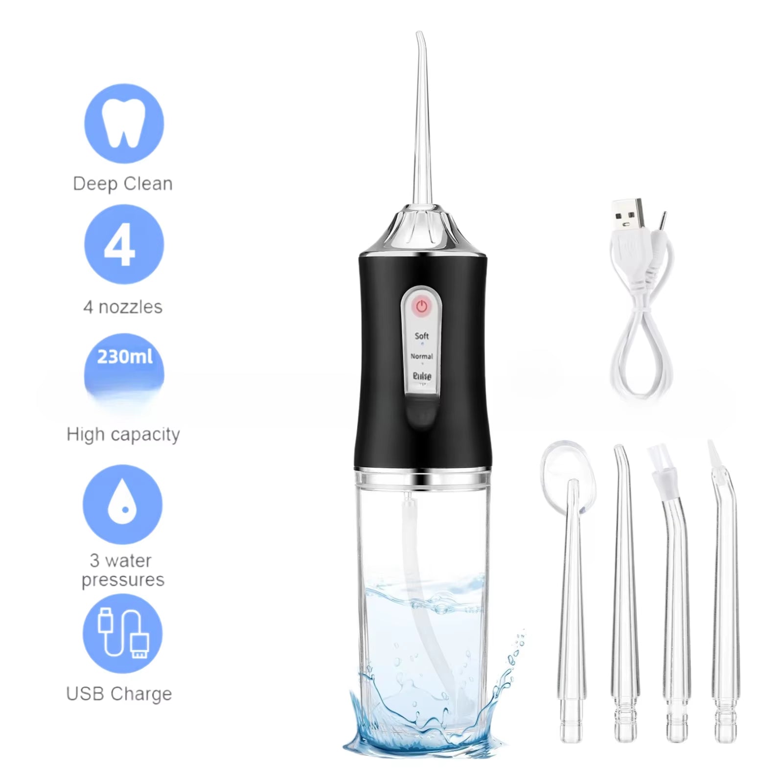 Portable Oral Irrigator - USB Rechargeable Waterproof Dental Flosser with 3 Cleaning Modes for Adults and Children