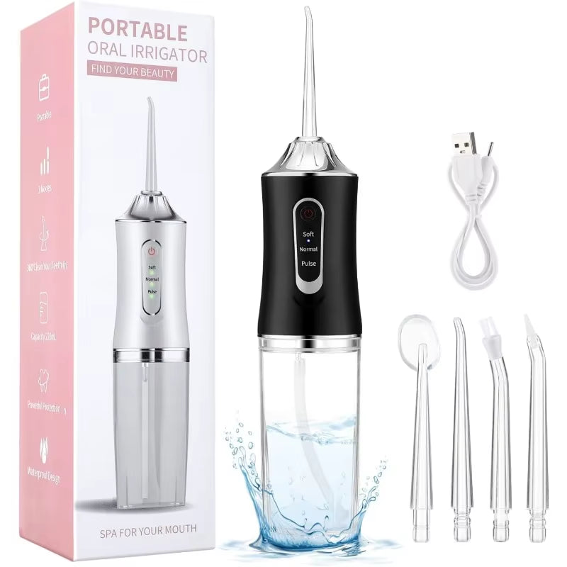Portable Oral Irrigator - USB Rechargeable Waterproof Dental Flosser with 3 Cleaning Modes for Adults and Children