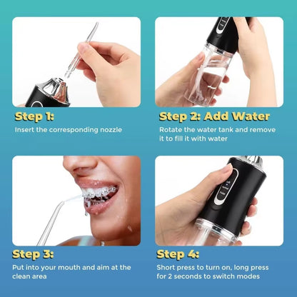 Portable Oral Irrigator - USB Rechargeable Waterproof Dental Flosser with 3 Cleaning Modes for Adults and Children