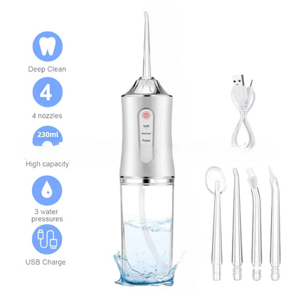 Portable Oral Irrigator - USB Rechargeable Waterproof Dental Flosser with 3 Cleaning Modes for Adults and Children