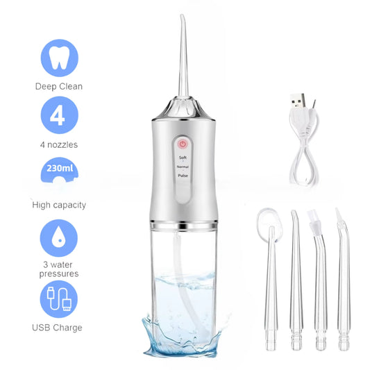 Portable Oral Irrigator - USB Rechargeable Waterproof Dental Flosser with 3 Cleaning Modes for Adults and Children