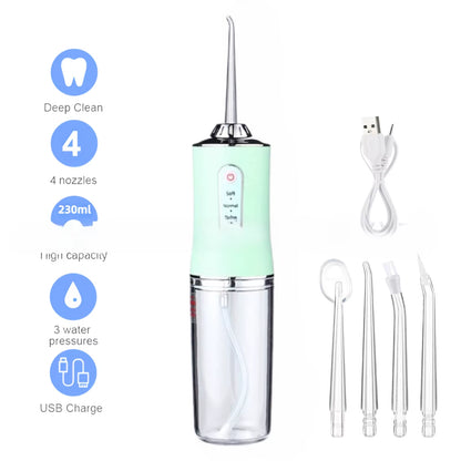 Portable Oral Irrigator - USB Rechargeable Waterproof Dental Flosser with 3 Cleaning Modes for Adults and Children
