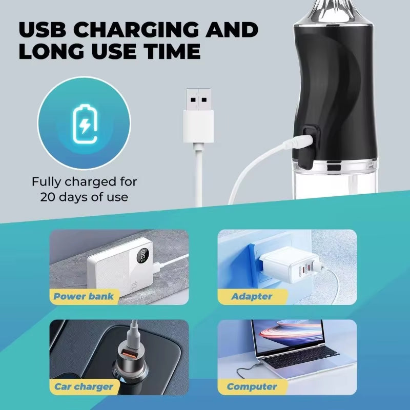 Portable Oral Irrigator - USB Rechargeable Waterproof Dental Flosser with 3 Cleaning Modes for Adults and Children
