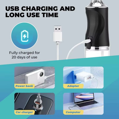 Portable Oral Irrigator - USB Rechargeable Waterproof Dental Flosser with 3 Cleaning Modes for Adults and Children